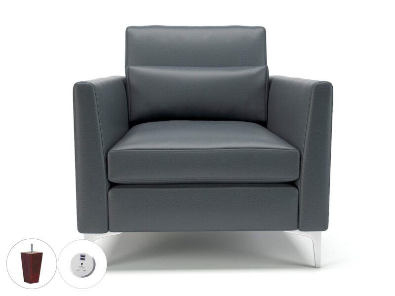 Roselle 90cm Wide Armchair in Cristina Marrone Ultima Faux Leather with Socket - Image 8