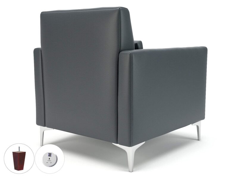 Roselle 90cm Wide Armchair in Cristina Marrone Ultima Faux Leather with Socket - Image 9