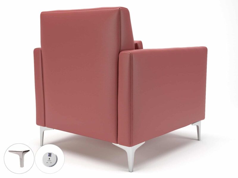 Roselle 90cm Wide Armchair in Cristina Marrone Ultima Faux Leather with Socket - Image 27