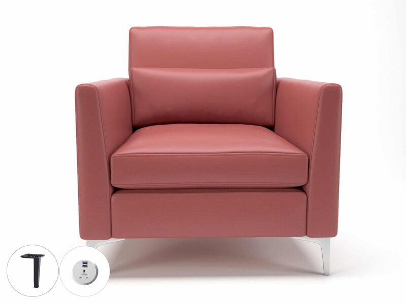 Roselle 90cm Wide Armchair in Cristina Marrone Ultima Faux Leather with Socket - Image 29