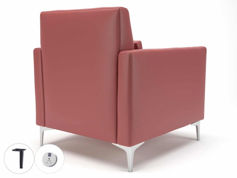 Roselle 90cm Wide Armchair in Cristina Marrone Ultima Faux Leather with Socket - Image 30