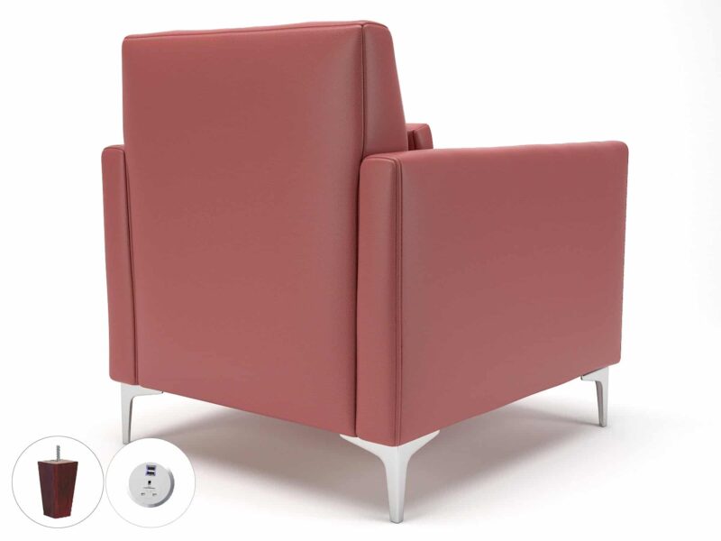 Roselle 90cm Wide Armchair in Cristina Marrone Ultima Faux Leather with Socket - Image 33