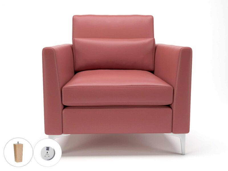 Roselle 90cm Wide Armchair in Cristina Marrone Ultima Faux Leather with Socket - Image 35