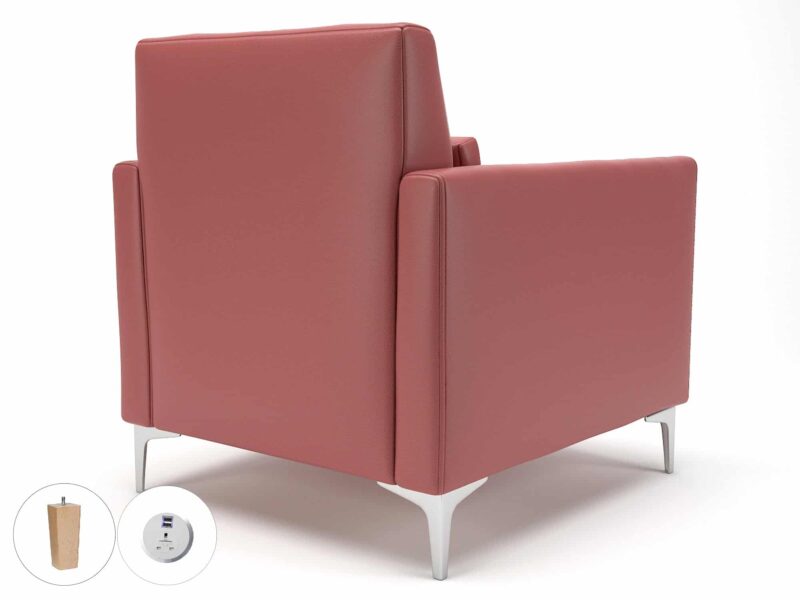 Roselle 90cm Wide Armchair in Cristina Marrone Ultima Faux Leather with Socket - Image 36