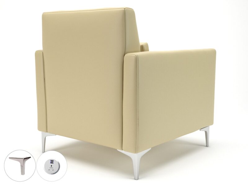 Roselle 90cm Wide Armchair in Cristina Marrone Ultima Faux Leather with Socket - Image 39