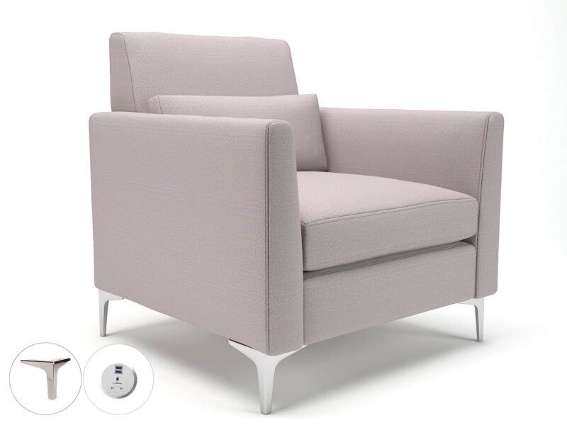 Roselle 90cm Wide Armchair in Warwick Dolly Fabric with Socket - Image 37