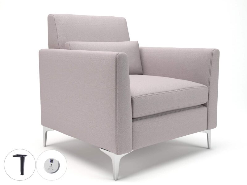 Roselle 90cm Wide Armchair in Warwick Dolly Fabric with Socket - Image 40