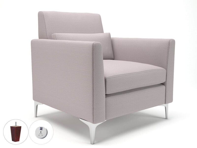 Roselle 90cm Wide Armchair in Warwick Dolly Fabric with Socket - Image 43