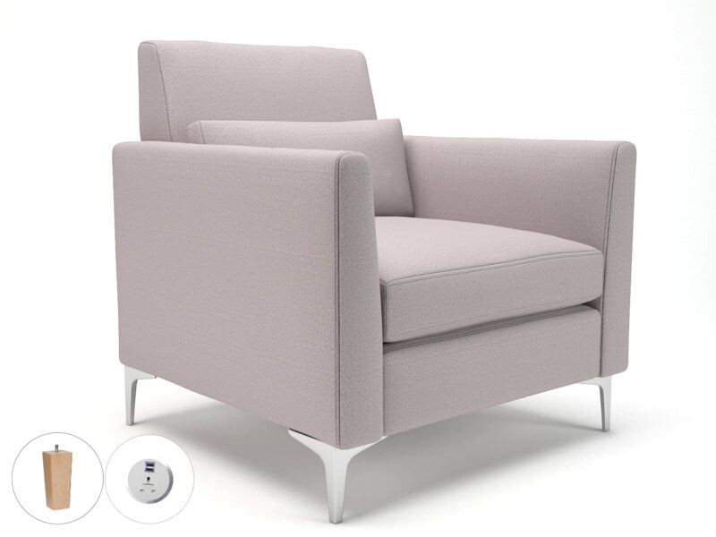 Roselle 90cm Wide Armchair in Warwick Dolly Fabric with Socket - Image 46