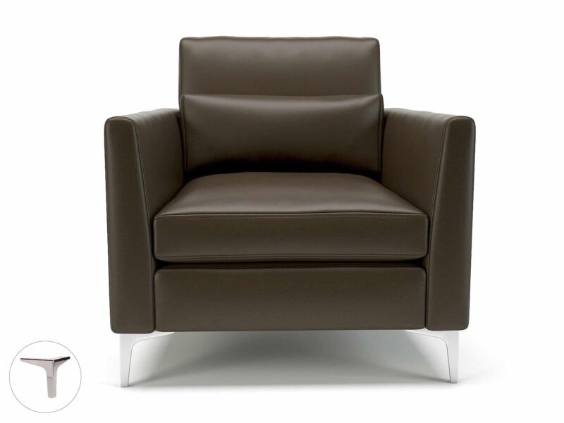 Roselle 90cm Wide Armchair in Cristina Marrone Ultima Faux Leather - Image 50