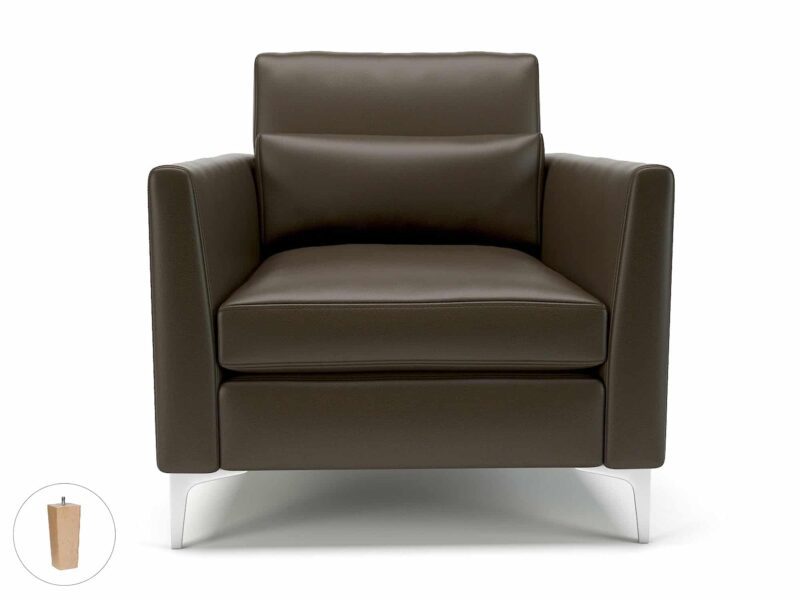 Roselle 90cm Wide Armchair in Cristina Marrone Ultima Faux Leather - Image 59
