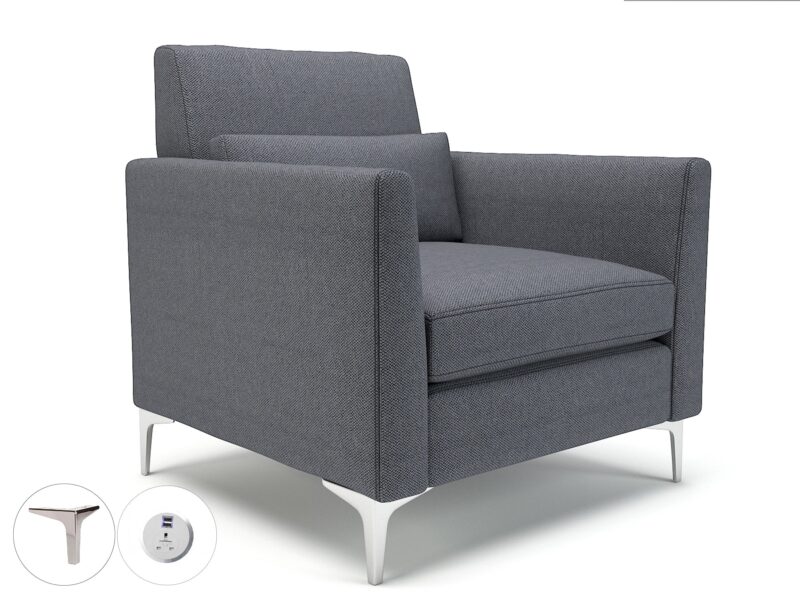 Roselle 90cm Wide Armchair in Camira Era Fabric with Socket - Image 73