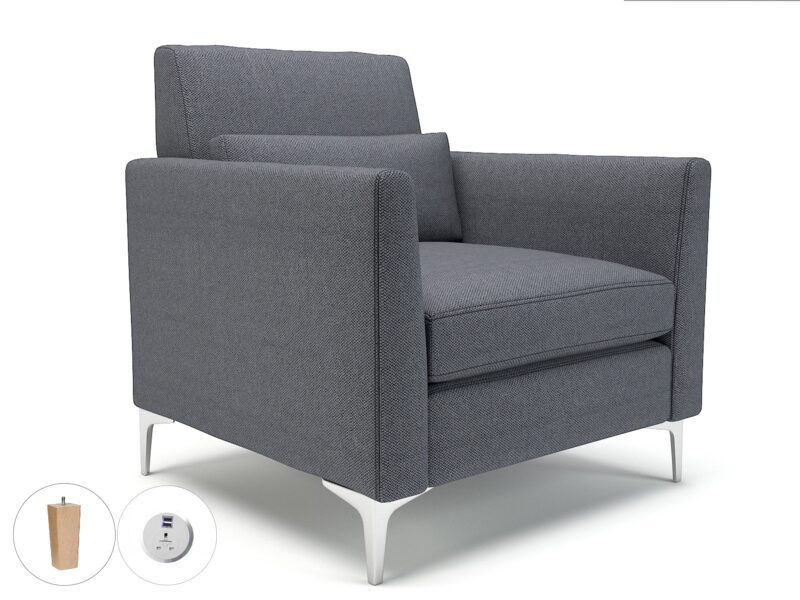 Roselle 90cm Wide Armchair in Camira Era Fabric with Socket - Image 82