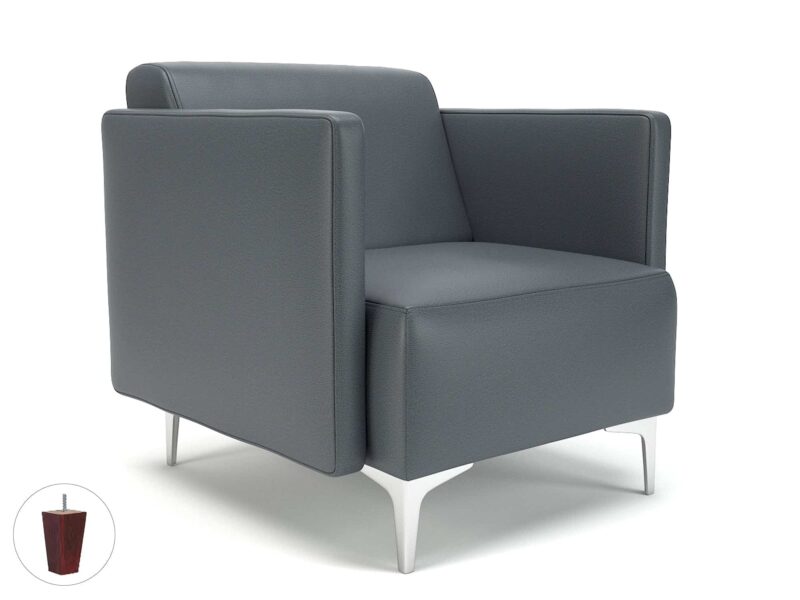 Napa Slim Arm 75cm Wide Armchair in Cristina Marrone Ultima Faux Leather - Image 7