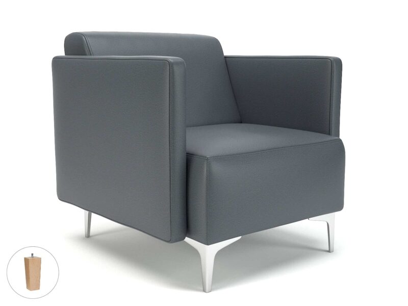 Napa Slim Arm 75cm Wide Armchair in Cristina Marrone Ultima Faux Leather - Image 10