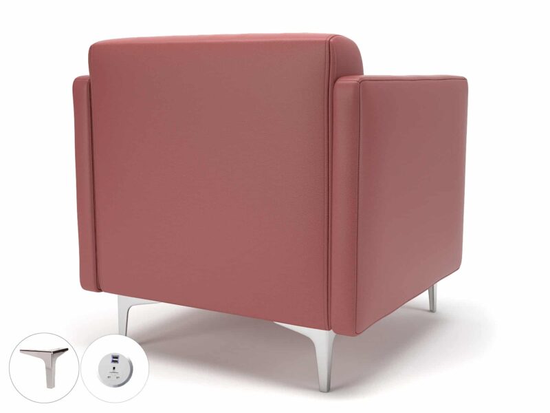 Napa Slim Arm 75cm Wide Armchair in Cristina Marrone Ultima Faux Leather with Socket - Image 27