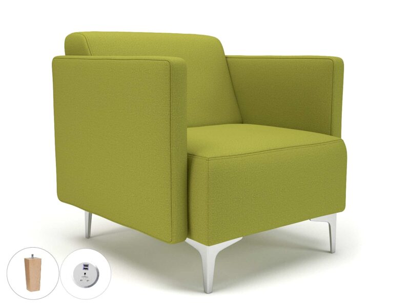 Napa Slim Arm 75cm Wide Armchair in Warwick Dolly Fabric with Socket - Image 10