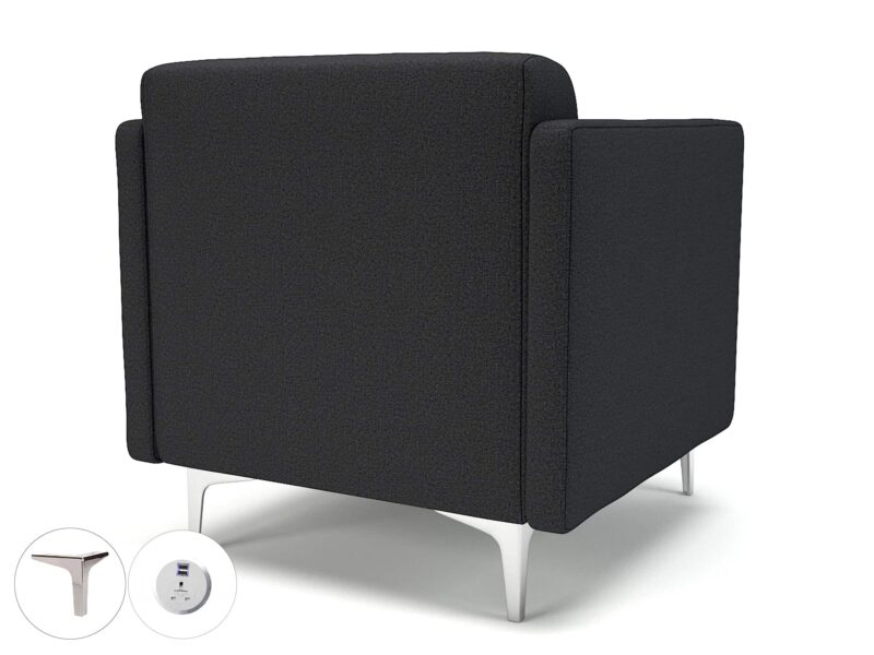 Napa Slim Arm 75cm Wide Armchair in Warwick Dolly Fabric with Socket - Image 15