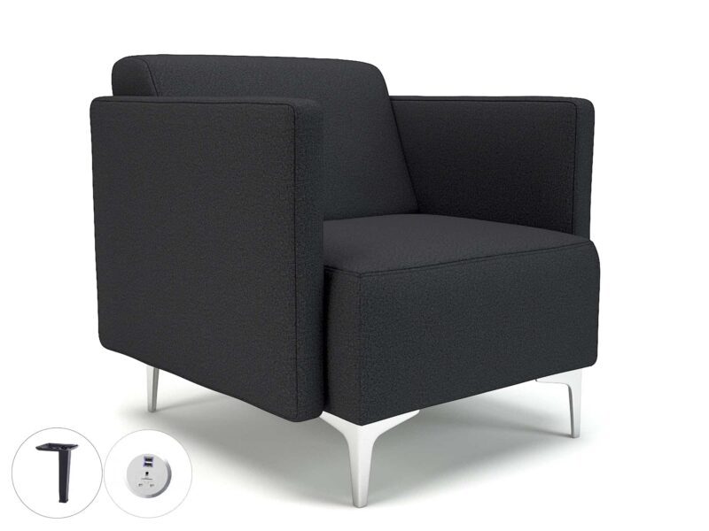 Napa Slim Arm 75cm Wide Armchair in Warwick Dolly Fabric with Socket - Image 16