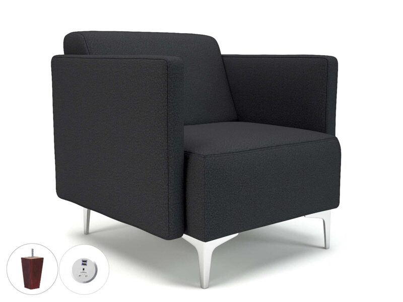 Napa Slim Arm 75cm Wide Armchair in Warwick Dolly Fabric with Socket - Image 19