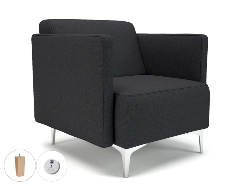 Napa Slim Arm 75cm Wide Armchair in Warwick Dolly Fabric with Socket - Image 22