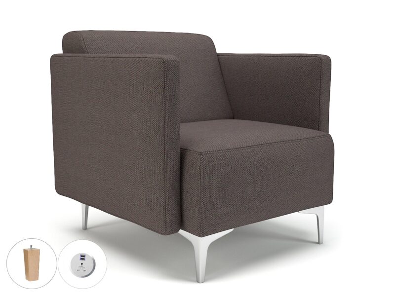 Napa Slim Arm 75cm Wide Armchair in Camira Era Fabric with Socket - Image 46