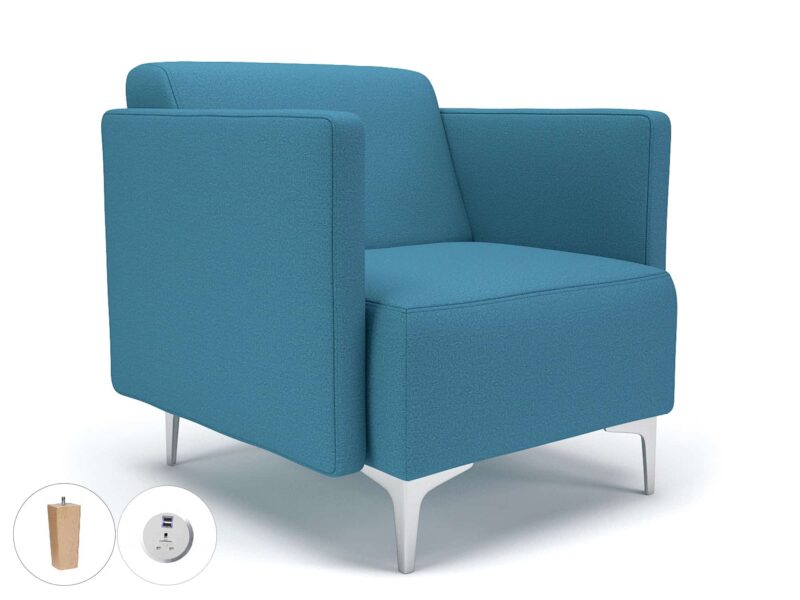 Napa Slim Arm 75cm Wide Armchair in Warwick Dolly Fabric with Socket - Image 34