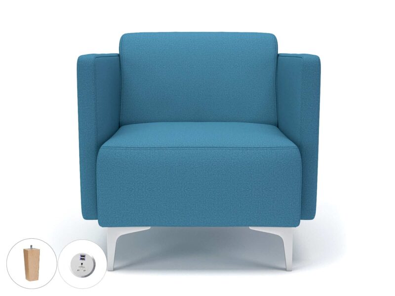 Napa Slim Arm 75cm Wide Armchair in Warwick Dolly Fabric with Socket - Image 35