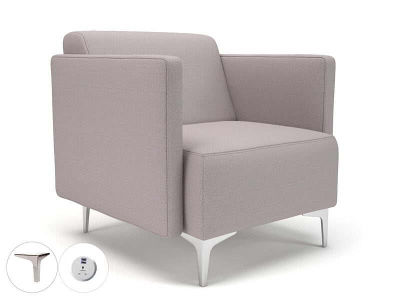Napa Slim Arm 75cm Wide Armchair in Warwick Dolly Fabric with Socket - Image 37