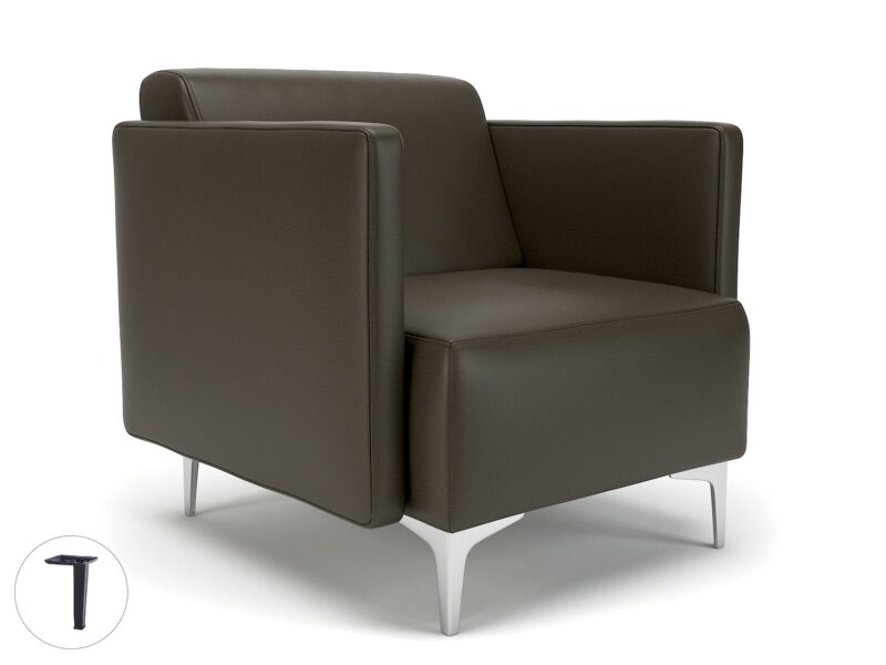 Napa Slim Arm 75cm Wide Armchair in Cristina Marrone Ultima Faux Leather - Image 52