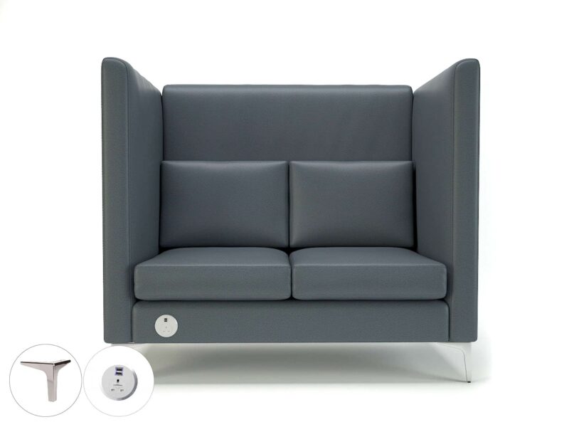 Altus 128cm Wide Privacy Booth in Cristina Marrone Ultima Faux Leather with Socket - Image 2
