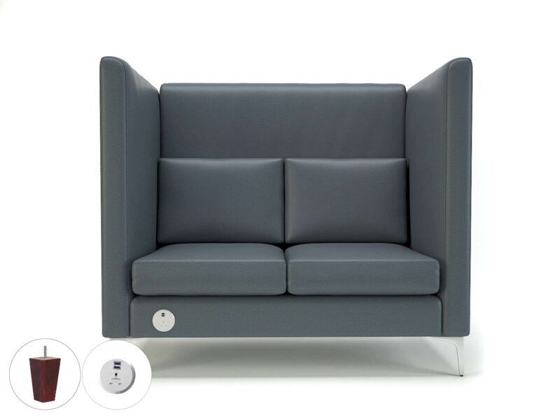 Altus 128cm Wide Privacy Booth in Cristina Marrone Ultima Faux Leather with Socket - Image 8