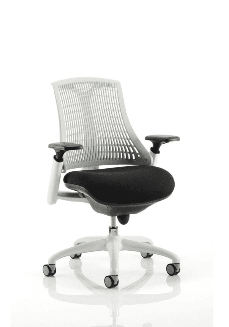 Flex Medium Back White Frame Task Operator Office Chair with Arms - Image 13