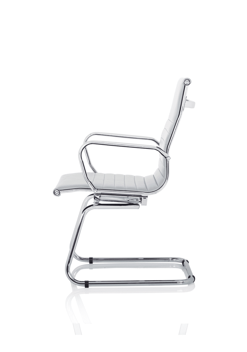 Nola Black Leather Cantilever Visitor Chair with Arms - Image 11