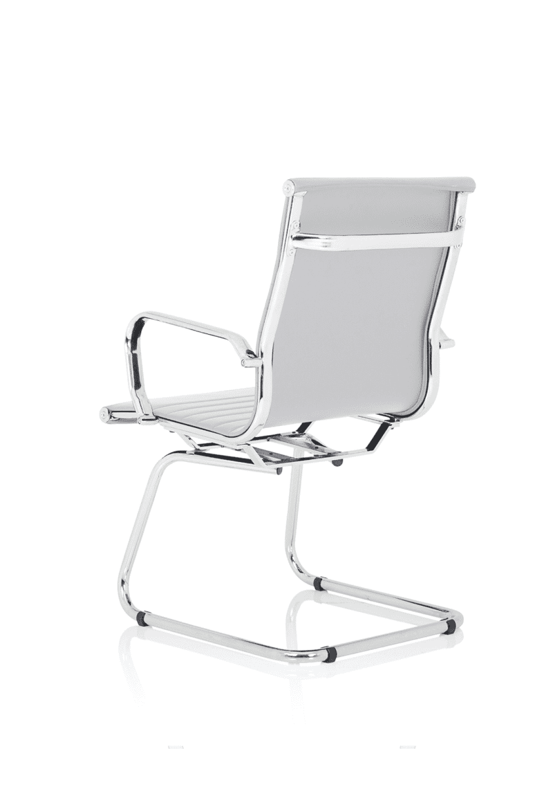 Nola Black Leather Cantilever Visitor Chair with Arms - Image 12