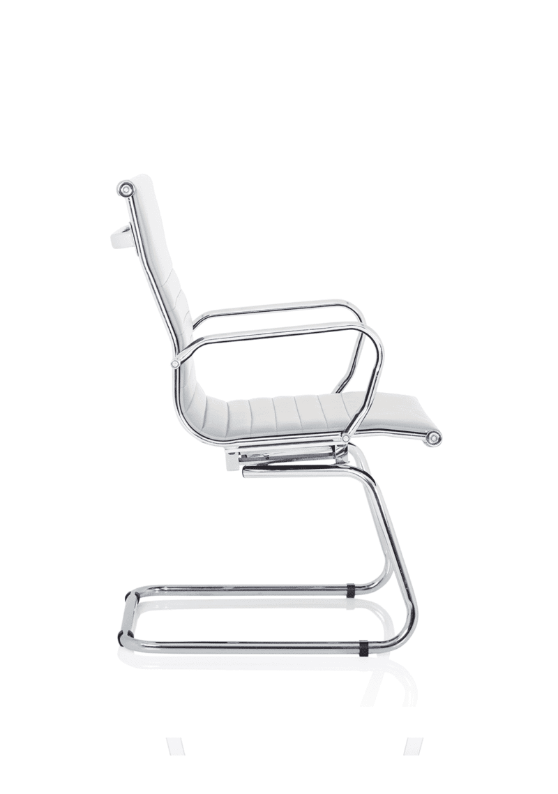 Nola Black Leather Cantilever Visitor Chair with Arms - Image 14