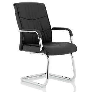 Carter Medium Back Black Leather Cantilever Visitor Office Chair with Arms