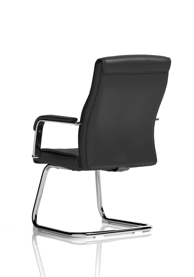 Carter Medium Back Black Leather Cantilever Visitor Office Chair with Arms - Image 2