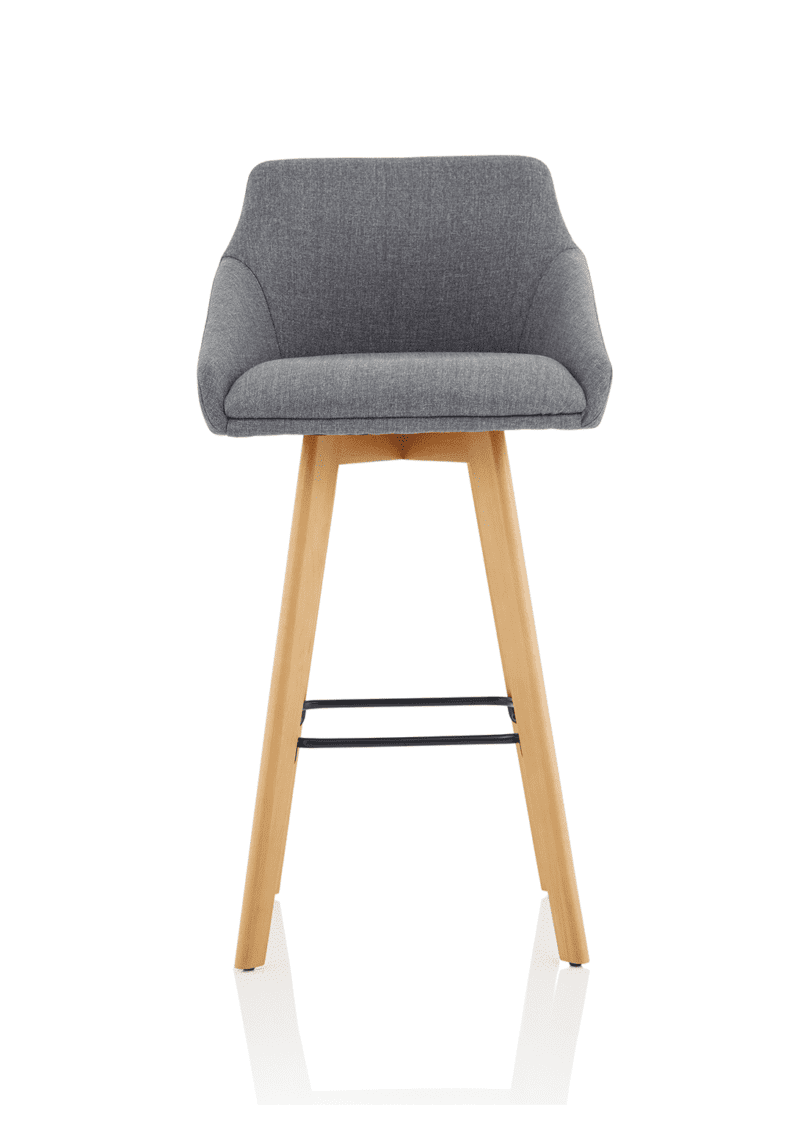 Carmen Grey Fabric Wooden Leg High Stool Chair - Image 2