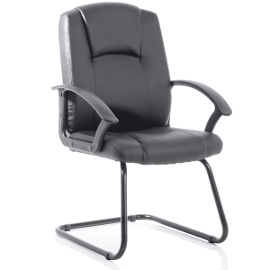 Bella Medium Back Black Bonded Leather Black Frame Cantilever Visitor Chair