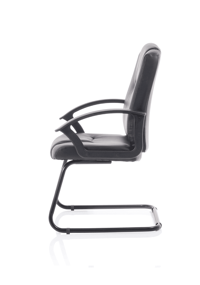 Bella Medium Back Black Bonded Leather Black Frame Cantilever Visitor Chair - Image 4