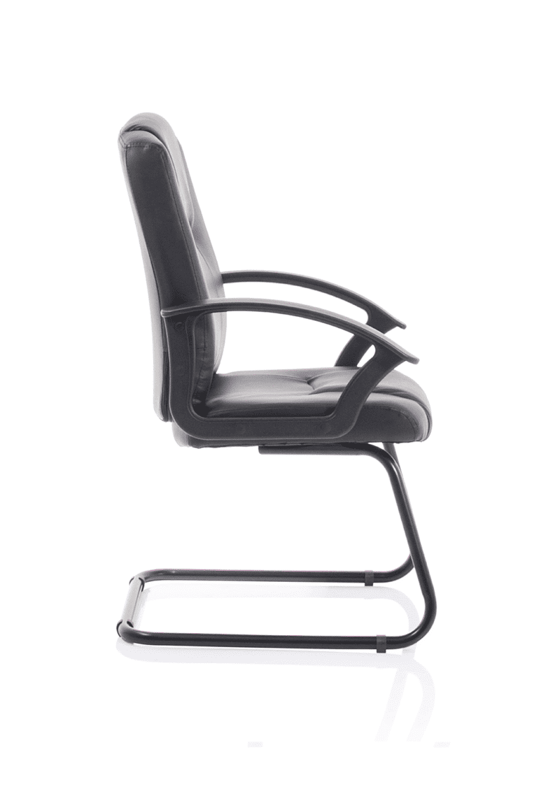 Bella Medium Back Black Bonded Leather Black Frame Cantilever Visitor Chair - Image 8
