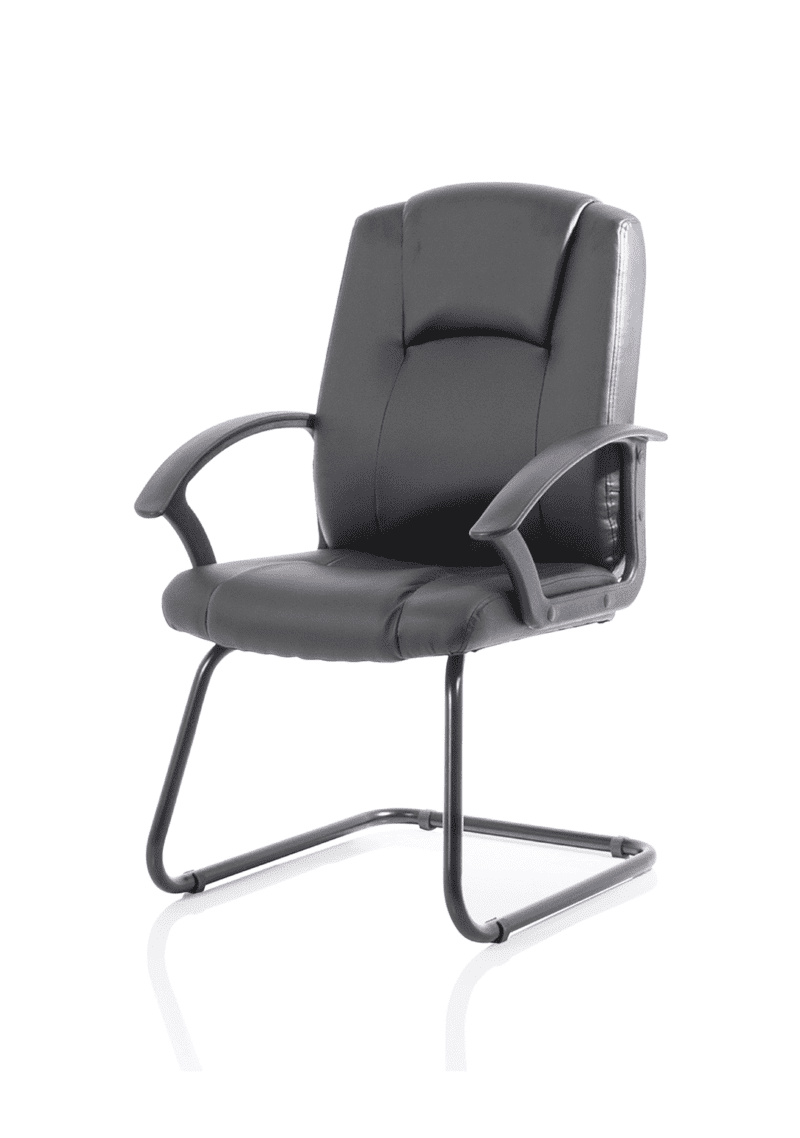 Bella Medium Back Black Bonded Leather Black Frame Cantilever Visitor Chair - Image 3