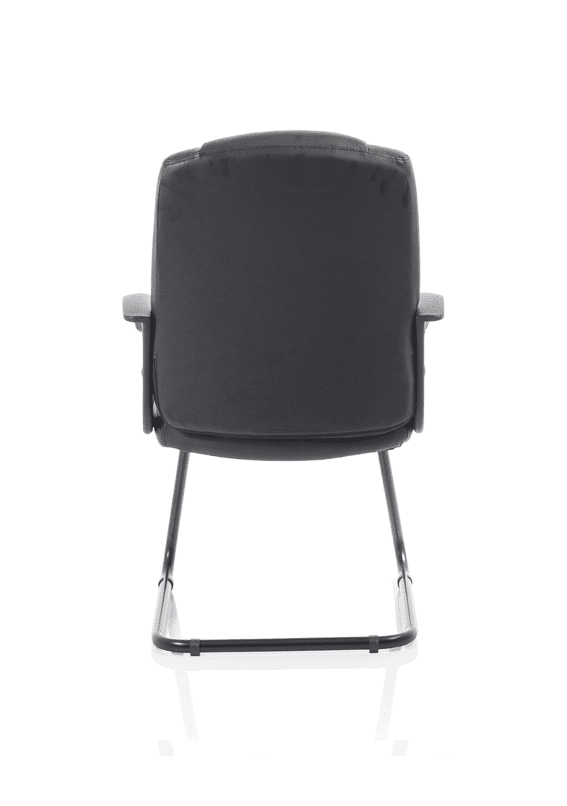 Bella Medium Back Black Bonded Leather Black Frame Cantilever Visitor Chair - Image 6