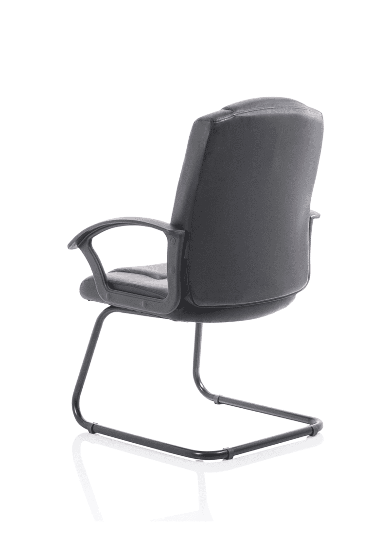 Bella Medium Back Black Bonded Leather Black Frame Cantilever Visitor Chair - Image 5