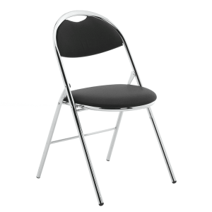 Milan High Back Black Vinyl Chrome Frame Folding Visitor Chair