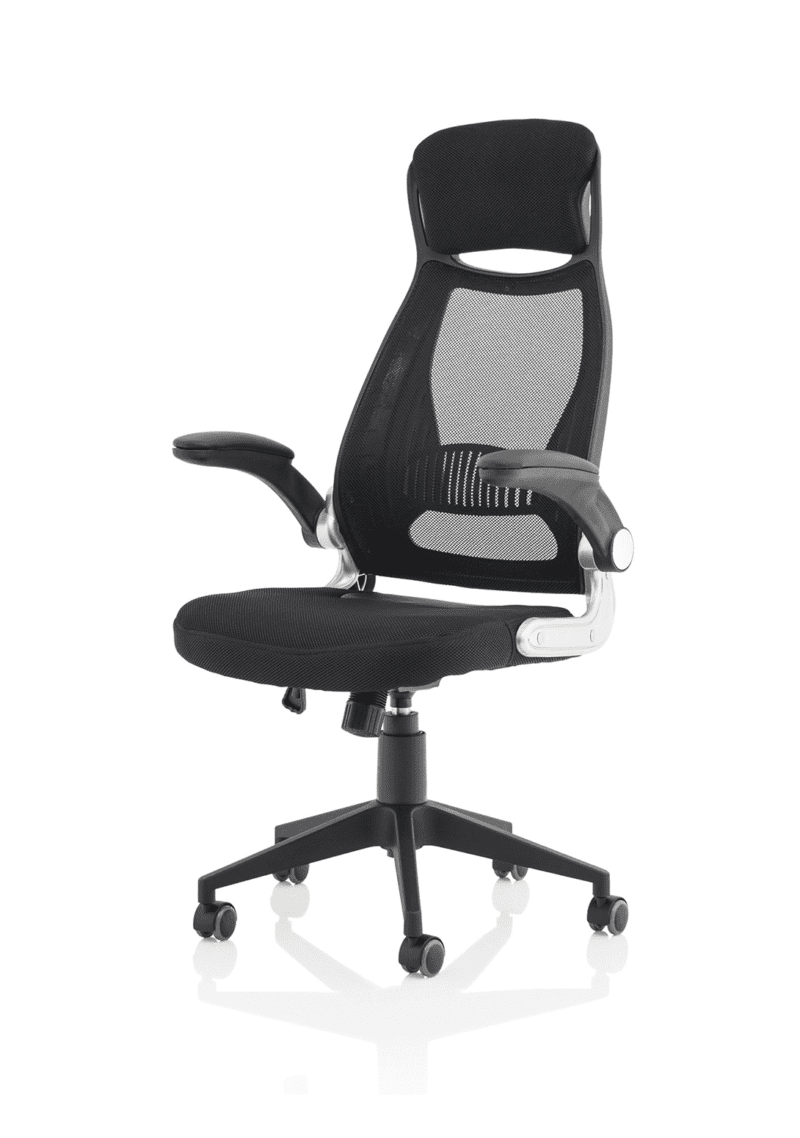 Saturn High Mesh Back Black Executive Office Chair with Arms - Image 3