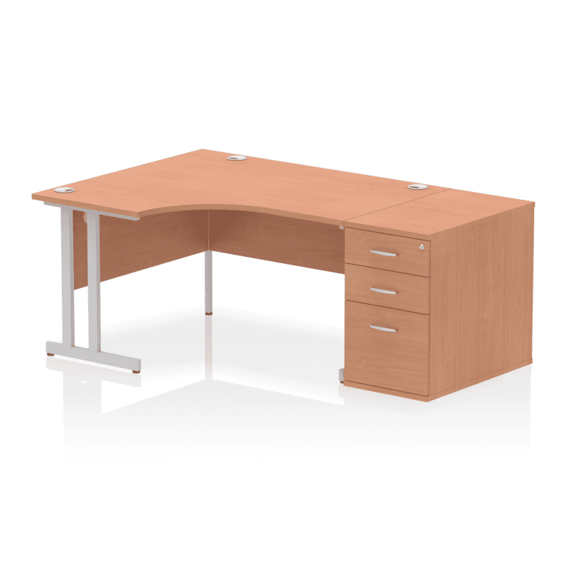 Impulse 1400mm Cantilever Left Crescent Desk Workstation - Image 22