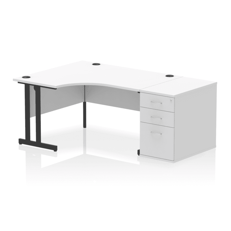 Impulse 1400mm Cantilever Left Crescent Desk Workstation - Image 39