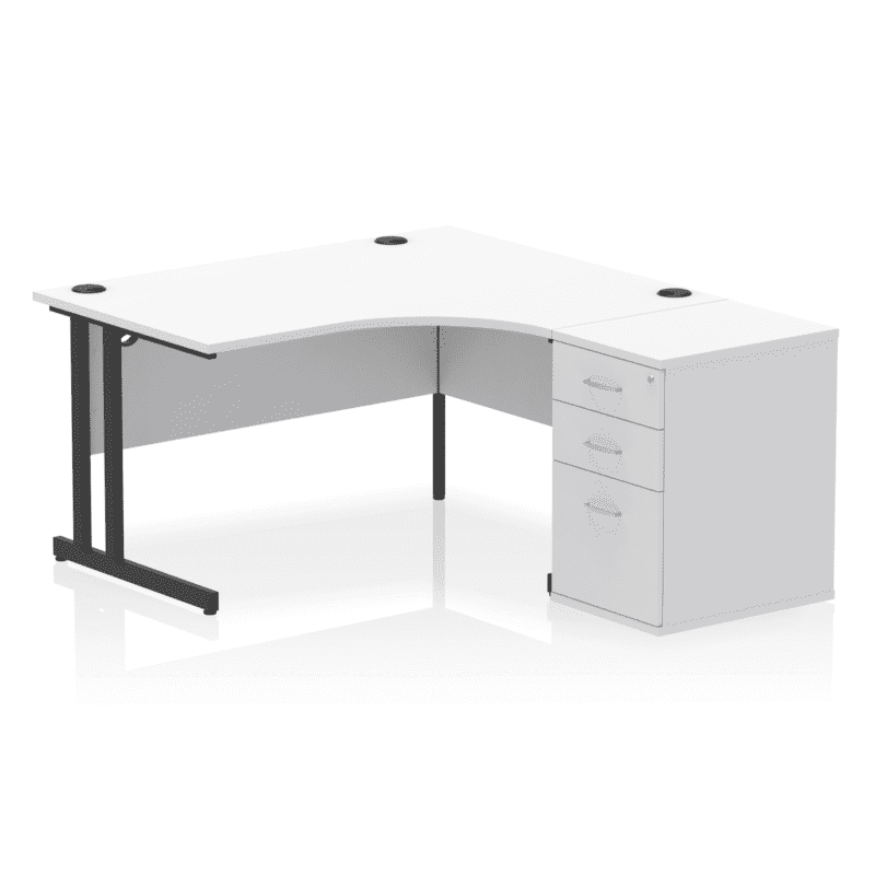 Impulse 1400mm Cantilever Right Crescent Desk Workstation - Image 32